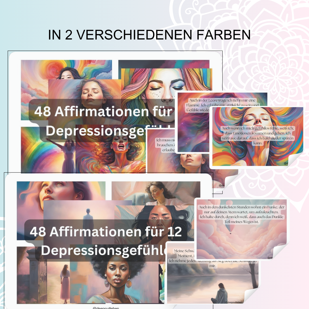 24 Affirmationskarten für Frauen in Pastell und bunten Farben - Selbstwert stärken