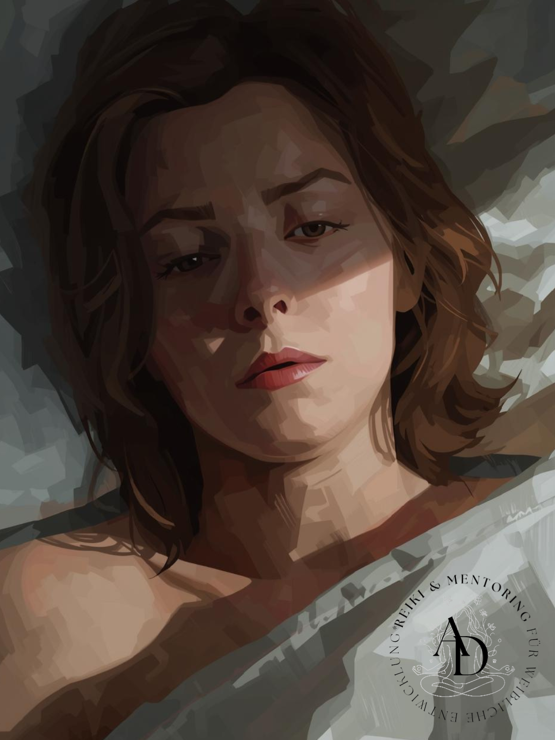 Frau liegt erschöpft im Bett