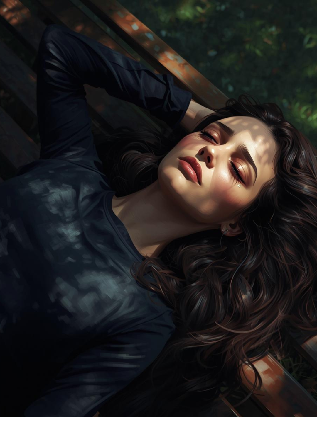 Frau liegt entspannt mit geschlossenen Augen