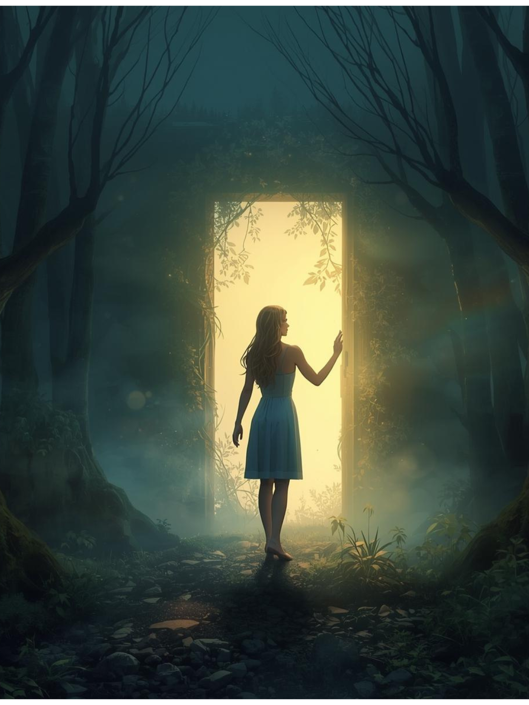 Frau steht am Anfang eines Weges